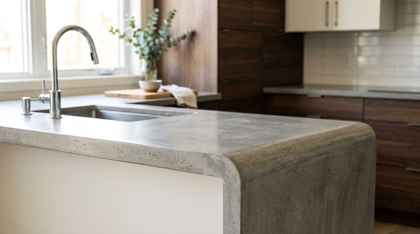 Finished concrete countertop in a modern Wexford, PA kitchen Finished concrete countertop in a modern Wexford, PA kitchen