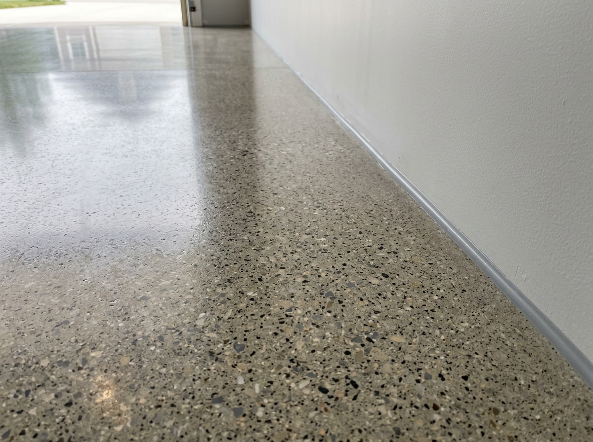 Freshly polished concrete floor installed in a Wexford, PA garage