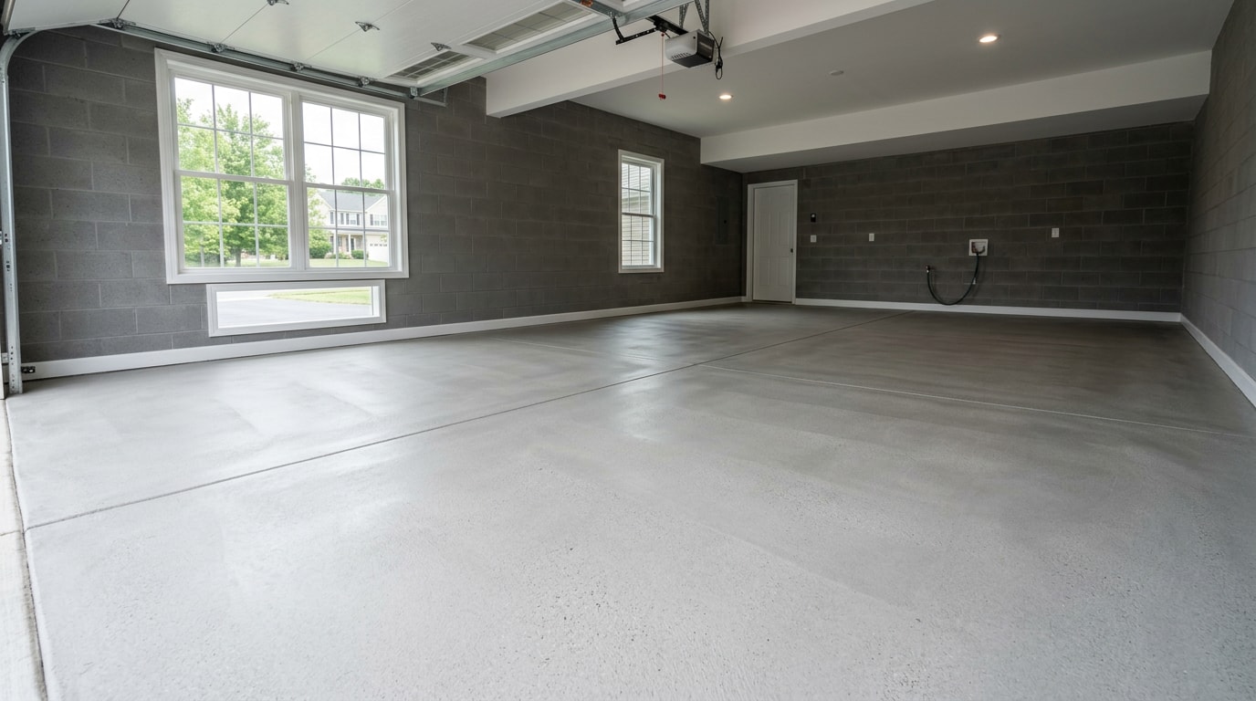 Freshly screeded concrete garage floor in McCandless Township, PA