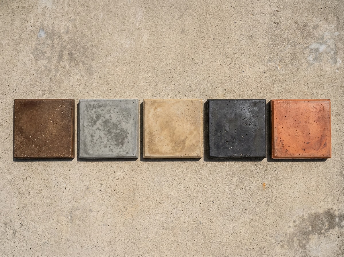 gallery of popular concrete stain colors including brown gray and tan driveway finishes