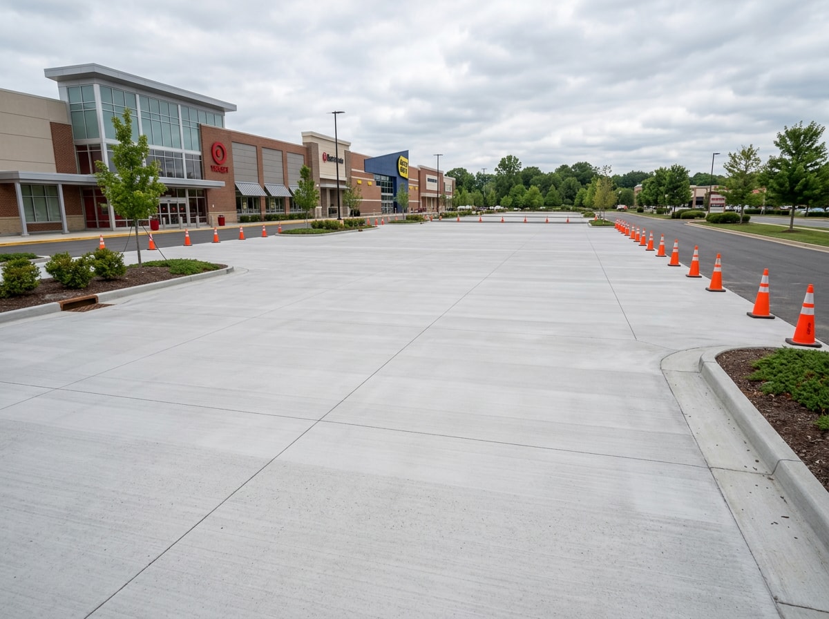 Commercial concrete parking lot pour near the Route 19 corridor in Cranberry Township, PA
